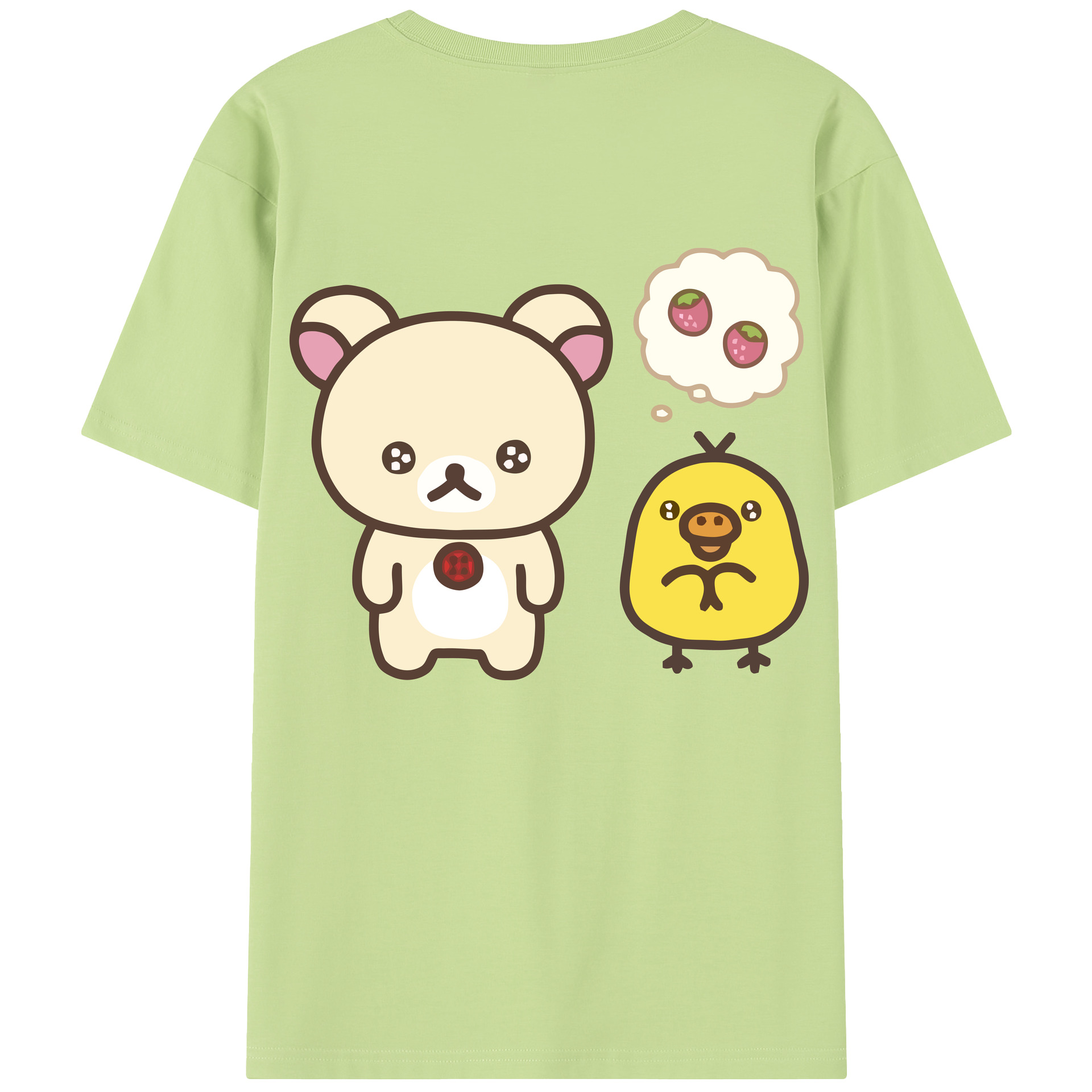 （画像用） リラックマ リラックマ キイロイトリ Rilakkuma Korilakkuma Kiiroitori 綿100％半袖Tシャツ（背面プリント）